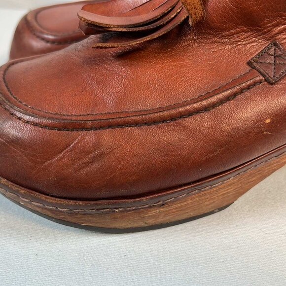 Womans 11B Vintage Leather Wood Clogs Hippie Boho EUC - Picture 14 of 16